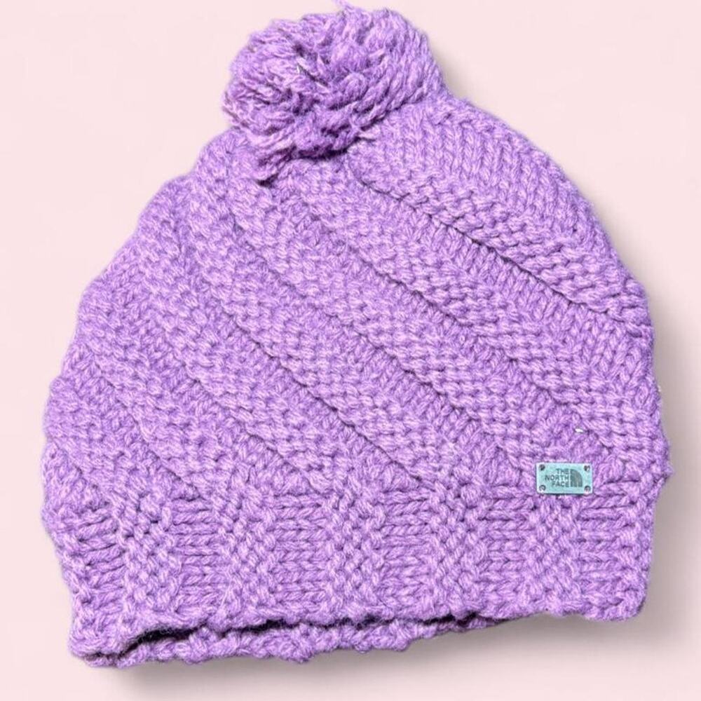 The North Face chunky purple knit beanie cozy gorpcore cabincore winter outdoors